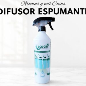 Difusor espumante Eco-Jin de 1 litro con gatillo pulverizador sobre fondo claro