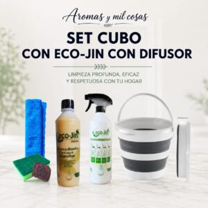 Set cubo plegable Eco-Jin difusor con cubo plegable, Eco-Jin, difusor y accesorios de limpieza