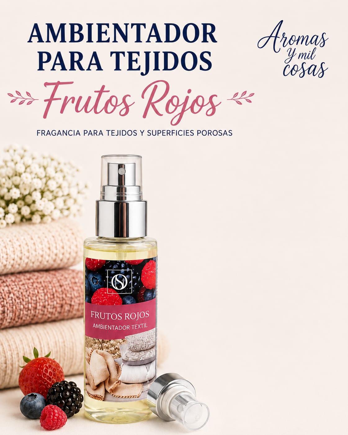 Ambientador textil Frutos Rojos para tejidos y superficies porosas