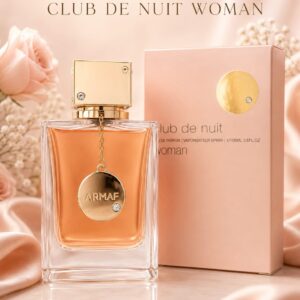 Perfume Armaf Club de Nuit Woman Eau de Parfum 105 ml con frasco transparente, detalles dorados y caja original