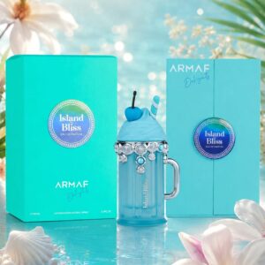 Perfume Armaf Island Bliss Eau de Parfum 100 ml con frasco y presentación original en tonos turquesa