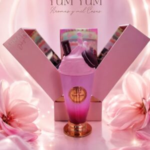 Perfume Armaf Yum Yum Eau de Parfum con frasco rosa y presentación original