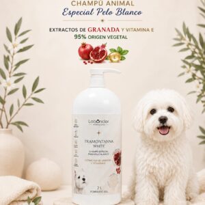 Champú Tramontanna White Pelo Blanco 1 Litro de Laboncler para perros, gatos y animales de pelaje blanco