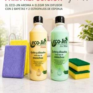 Dúo Eco Jin reposición con 2 litros, bayetas y estropajos