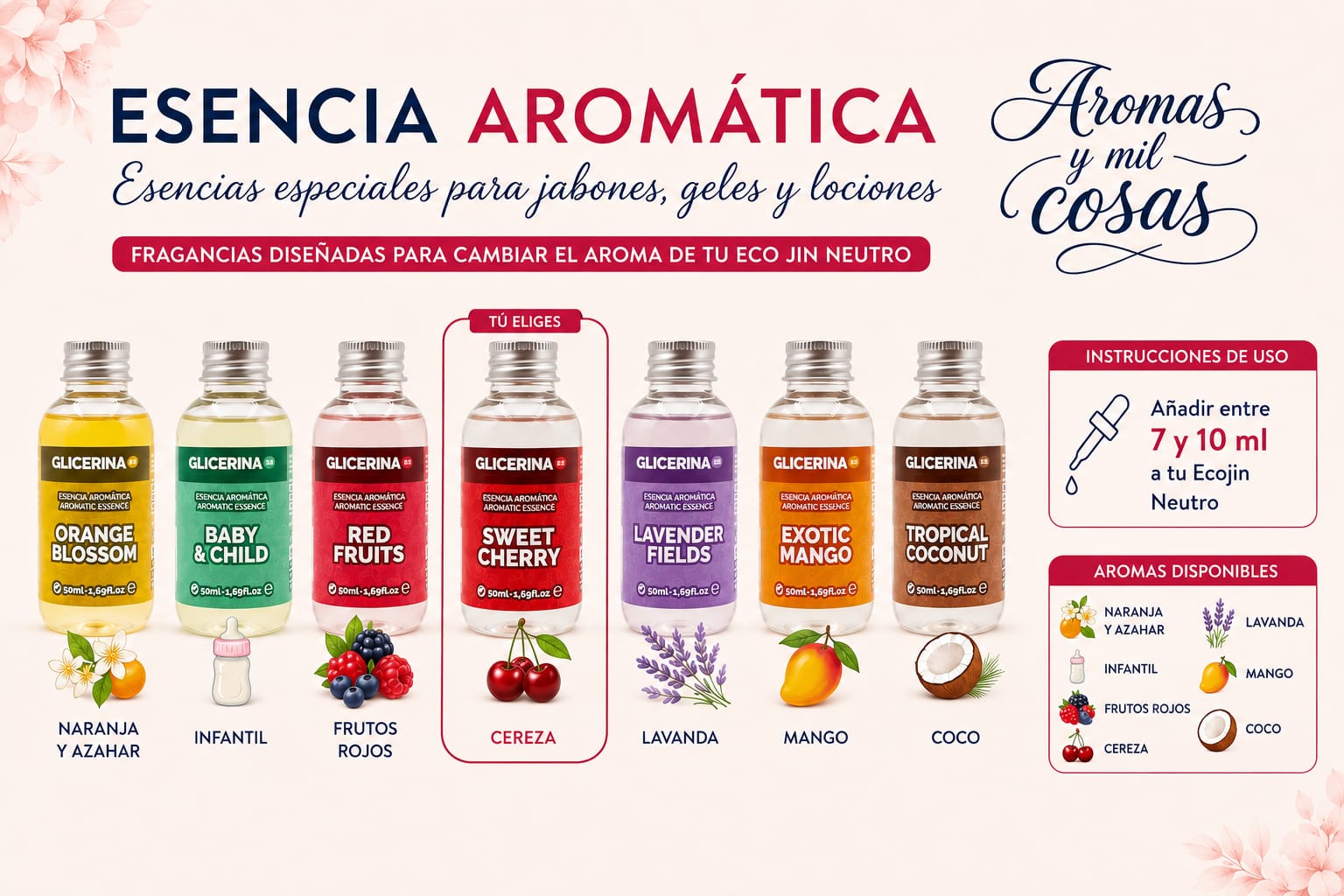 Esencias aromáticas para Eco-Jin neutro en varios aromas