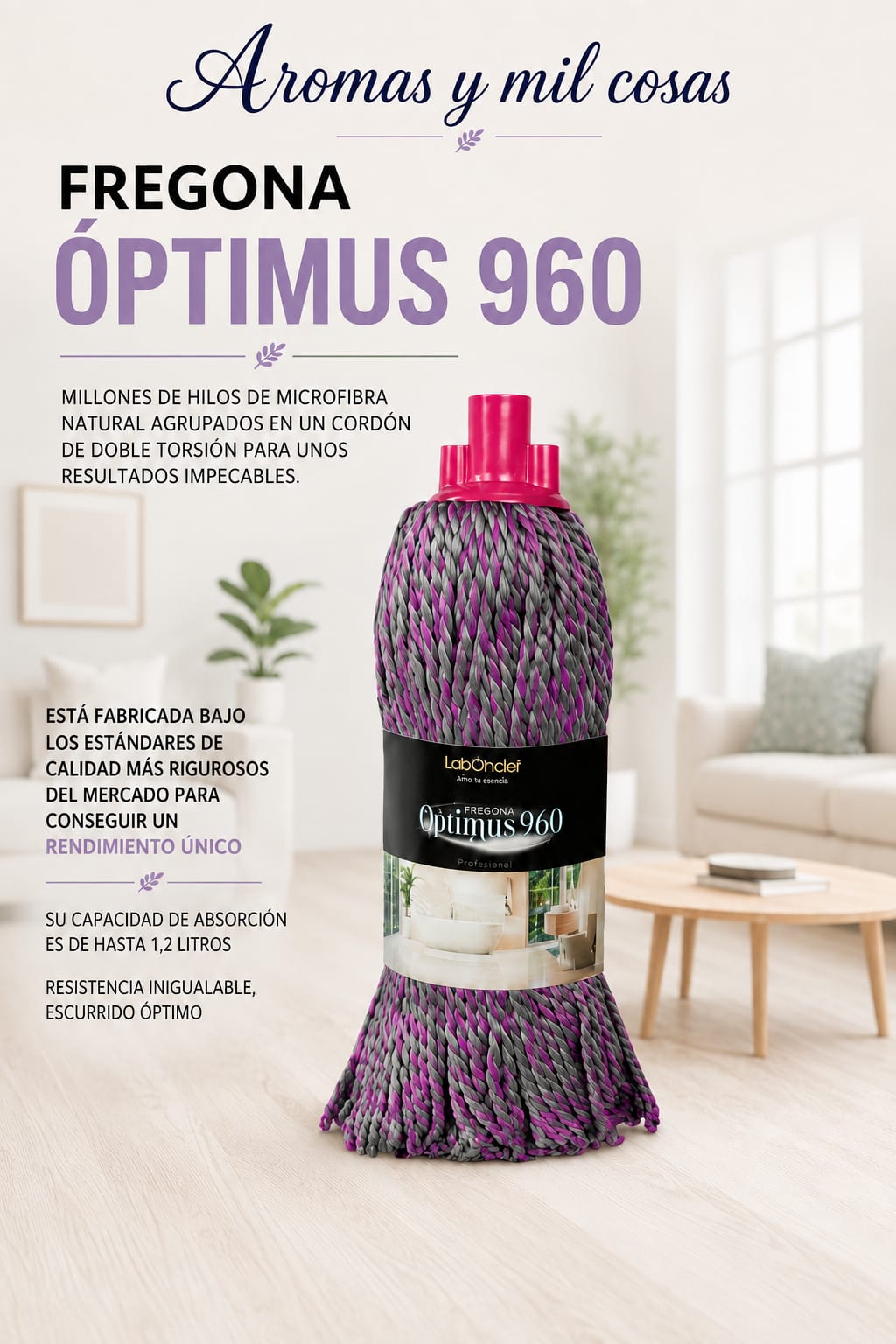 Fregona de microfibra Optimus para limpieza de suelos