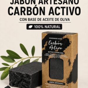 Jabón Artesano Carbón Activo 100gr con Base de Aceite de Oliva