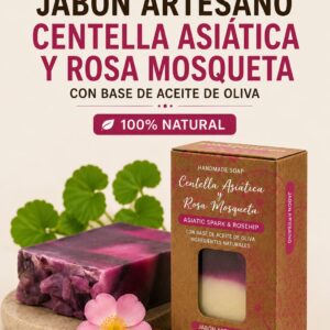 Jabón Artesano Rosa Mosqueta Centella Asiática 100gr con Base de Aceite de Oliva