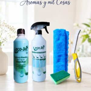 Pack Eco-Jin con difusor, bayeta de microfibra, estropajo y cepillo de juntas