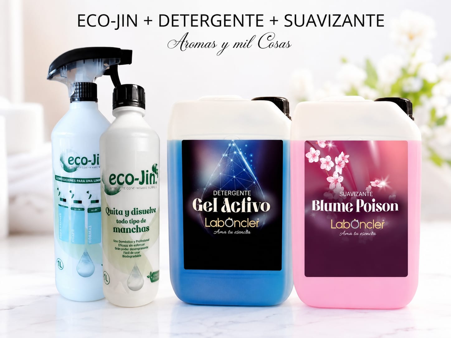 Pack Eco-Jin con detergente Gel Activo y suavizante Blume Poison Laboncler
