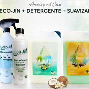 Pack Eco-Jin con detergente Gel Activo Jabón de Coco y suavizante Coco Damasco Laboncler