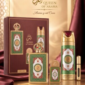 Queen of Arabia Gift Set de Lattafa Pride con perfume, perfume de bolsillo y spray perfumado