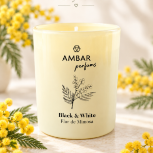 Vela Perfumada Black & White Flor de Mimosa 125 g – Ámbar Perfums