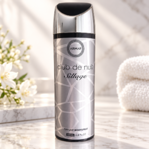 Body spray Armaf Club de Nuit Sillage 200 ml con envase plateado y negro
