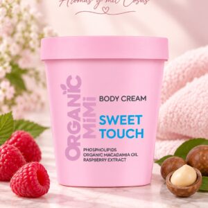 Crema corporal Organic Mimi Sweet Touch con aceite de macadamia y extracto de frambuesa