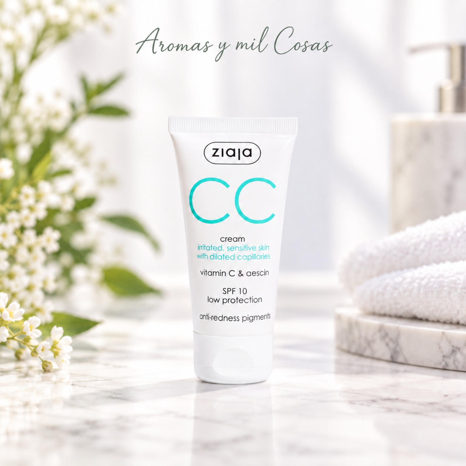 Crema facial Ziaja CC para piel sensible con rojeces SPF 10