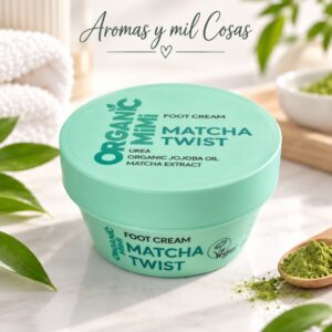 Crema de pies Organic Mimi Matcha Twist con urea, aceite de jojoba ecológico y extracto de matcha