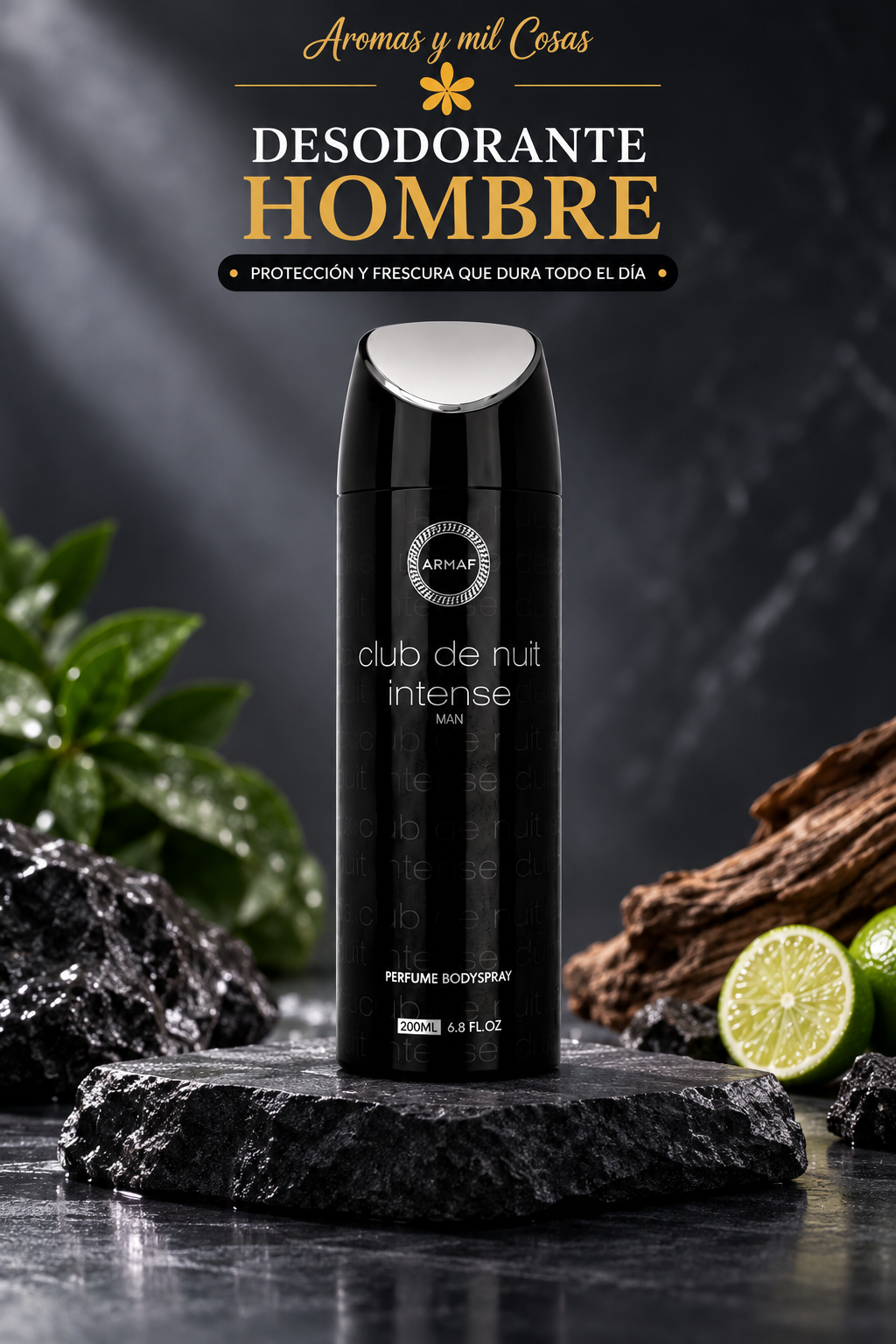Desodorante para hombre Club de Nuit Intense Man de Armaf en formato body spray de 200 ml.