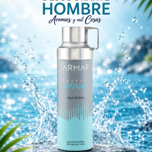 Desodorante Odyssey Aqua Exclusive Edition de Armaf 200 ml con diseño fresco y elegante sobre fondo acuático.