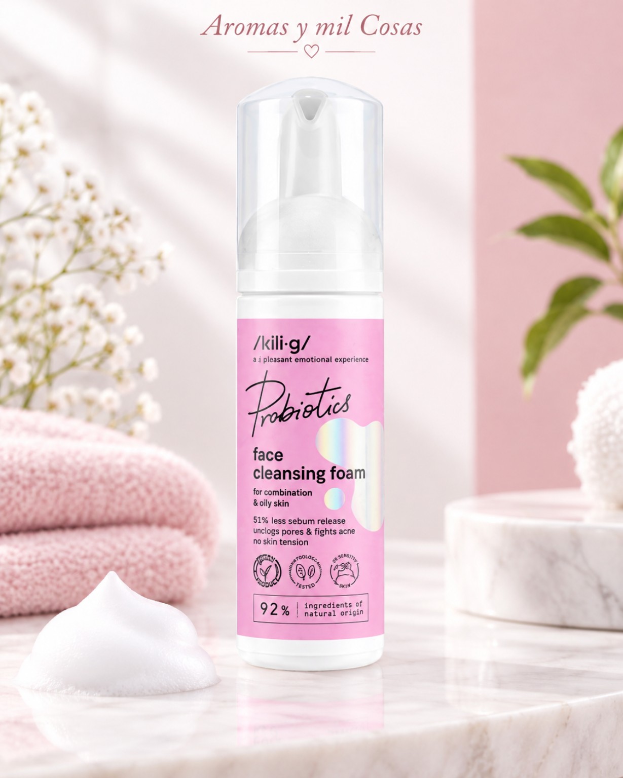 Espuma limpiadora facial KILIG Probiotics para piel mixta y grasa