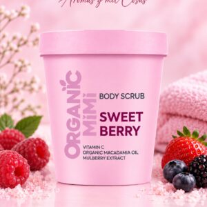 Exfoliante corporal Organic Mimi Sweet Berry con vitamina C, aceite de macadamia y extracto de mora