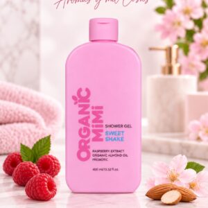 Gel de ducha Organic Mimi Sweet Shake con extracto de frambuesa, aceite de almendras y prebióticos